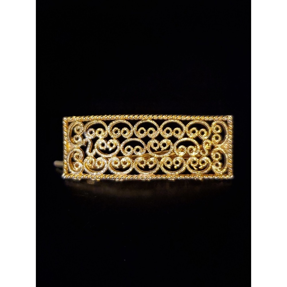 Vintage Faux Filigree Ornate Metal Hair Barret Clip 2 &1/2" Long By 1" Wide